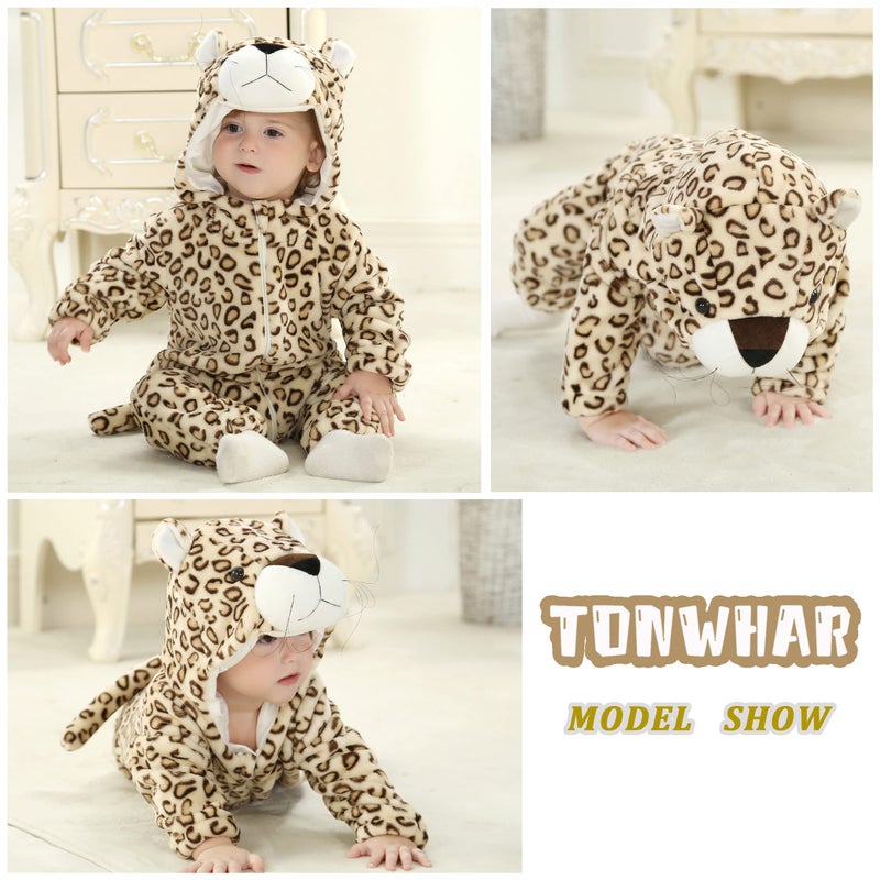 TONWHAR Unisex-Baby Animal Onesie Costume Cartoon Animal Outfit Homewear Kids' One-Piece Rompers(18-24 Months, Leopard) - Image 4